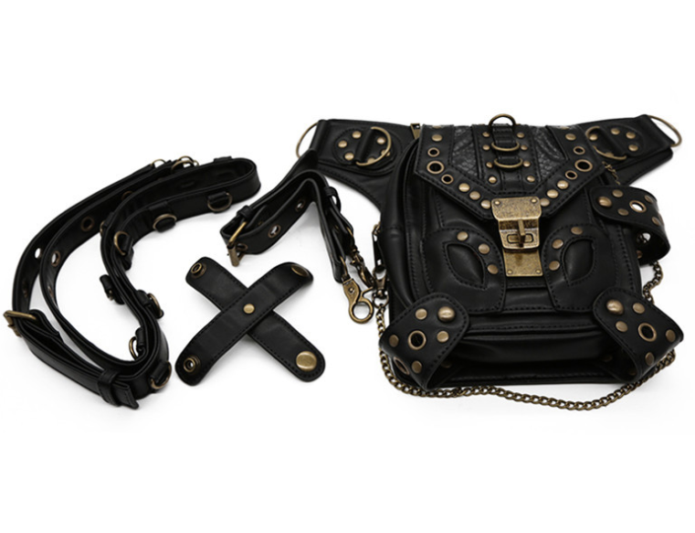 Unisex PU Leather Motorcycle Rider Hip Leg Belt Bum Waist Holster Bags Punk Rock Messenger Shoulder Cross Body Bag - PUNK TRIBU ARTISTIC BY EMLNO