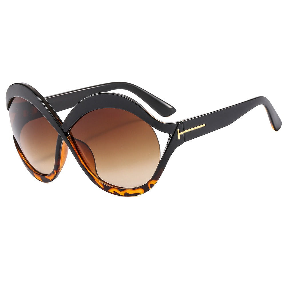 PUNK TRIBU oversized round sunglasses for women leopard brown big frame sun glasses - PUNK TRIBU ARTISTIC BY EMLNO