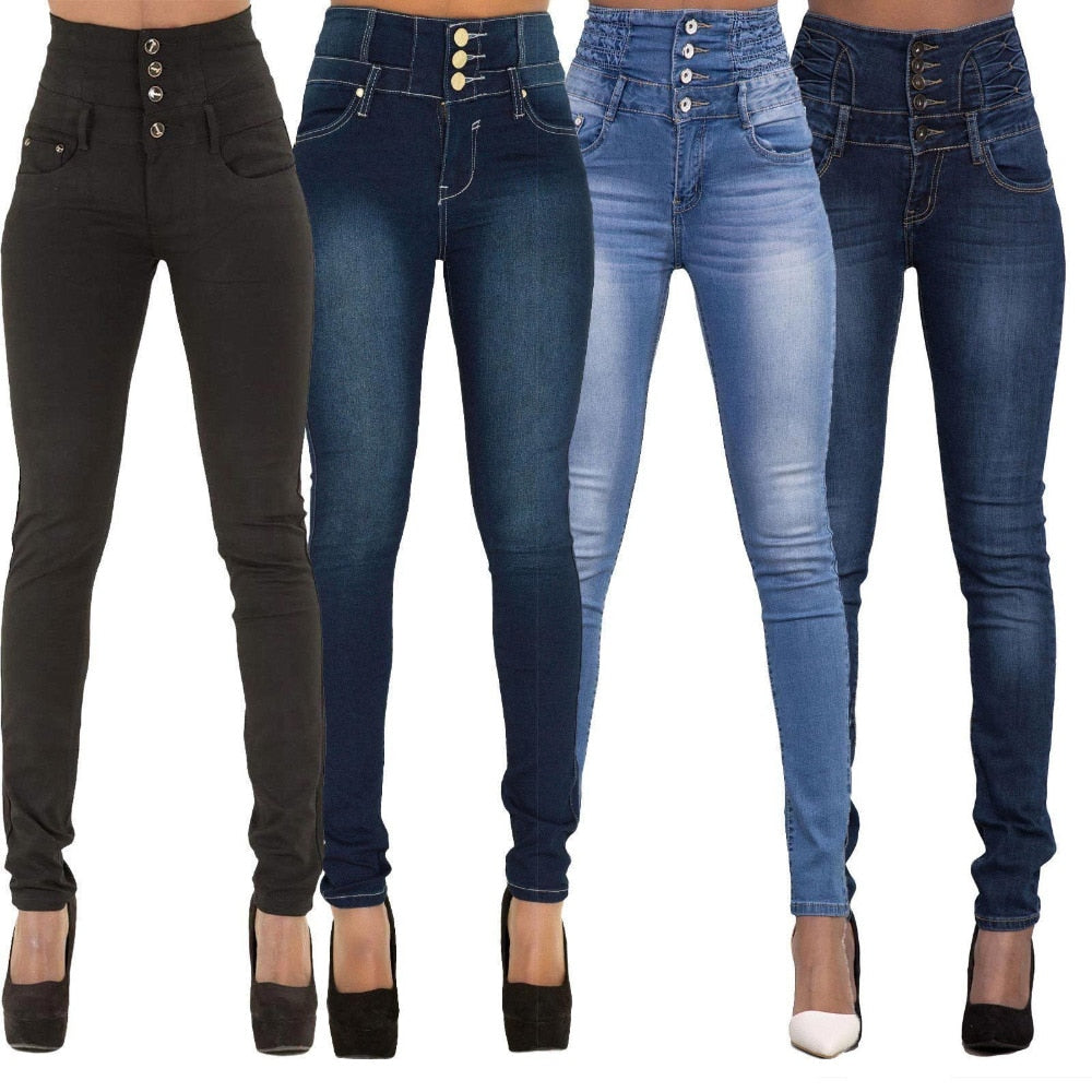 Pantalones vaqueros pitillo de mujer primavera verano cintura alta