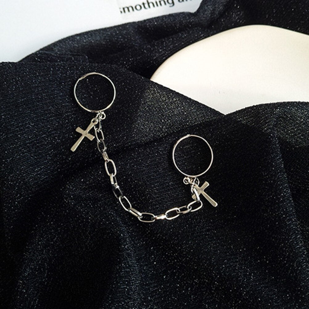Silver Color Plated Retro Punk Hip-Hop Cross Ring Hand Finger Chain Adjustable Rings Jewelry Gift for Men Women Unisex Ring - PUNK TRIBU ARTISTIC BY EMLNO