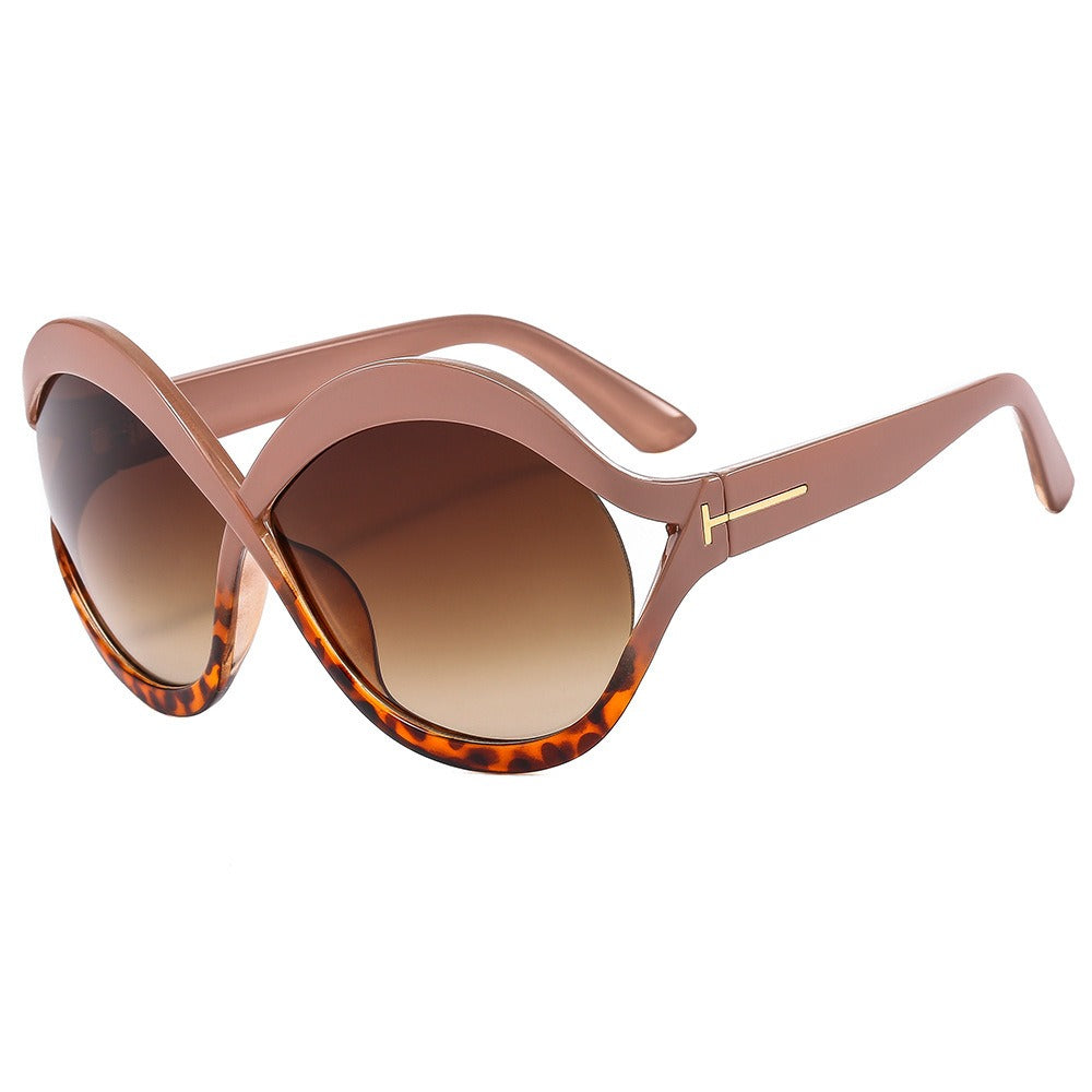 PUNK TRIBU oversized round sunglasses for women leopard brown big frame sun glasses - PUNK TRIBU ARTISTIC BY EMLNO