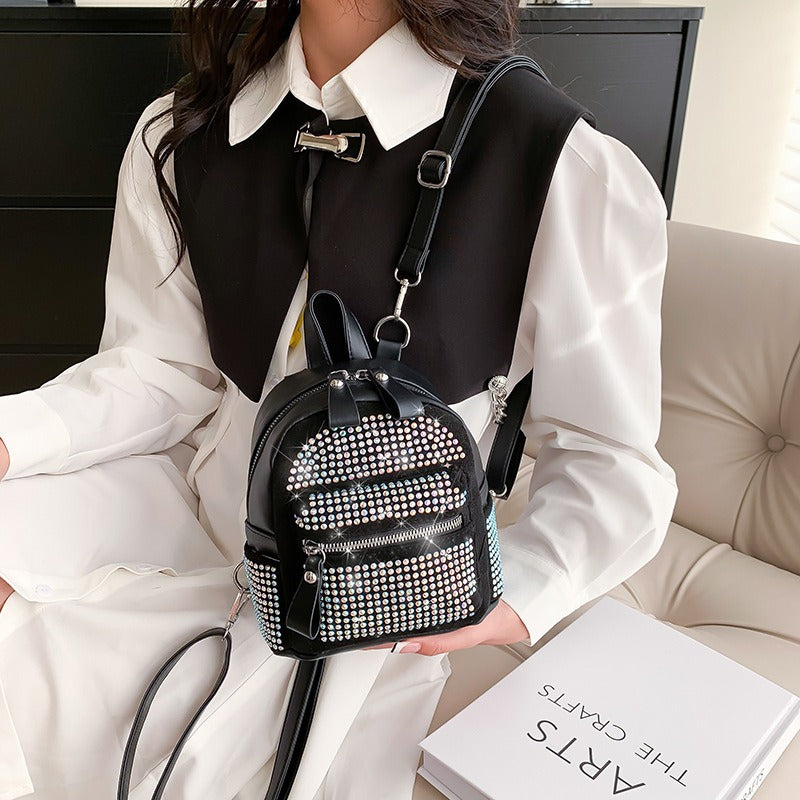 Mini Backpack New Fashion Diamond Women Small Backpack Korean Style Bright Diamond Single Shoulder Crossbody Women Bag