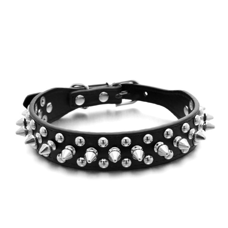 PUNK TRIBU PU Leather Round Head Anti Bite Pet Collar Cool Rivet Nail Bullet Nail Punk Cat Dog Collar - PUNK TRIBU ARTISTIC BY EMLNO