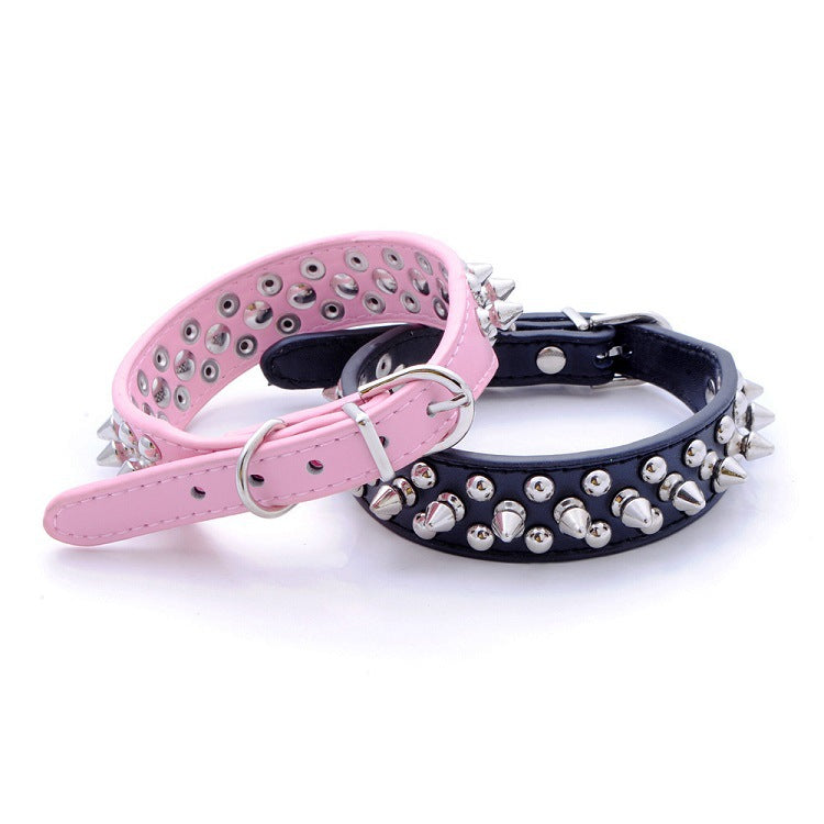 PUNK TRIBU PU Leather Round Head Anti Bite Pet Collar Cool Rivet Nail Bullet Nail Punk Cat Dog Collar - PUNK TRIBU ARTISTIC BY EMLNO
