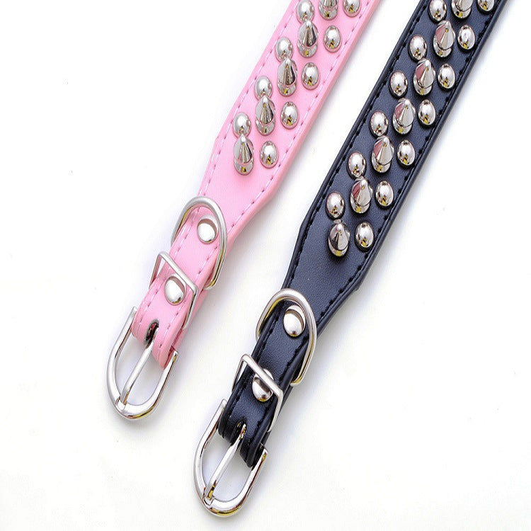 PUNK TRIBU PU Leather Round Head Anti Bite Pet Collar Cool Rivet Nail Bullet Nail Punk Cat Dog Collar - PUNK TRIBU ARTISTIC BY EMLNO