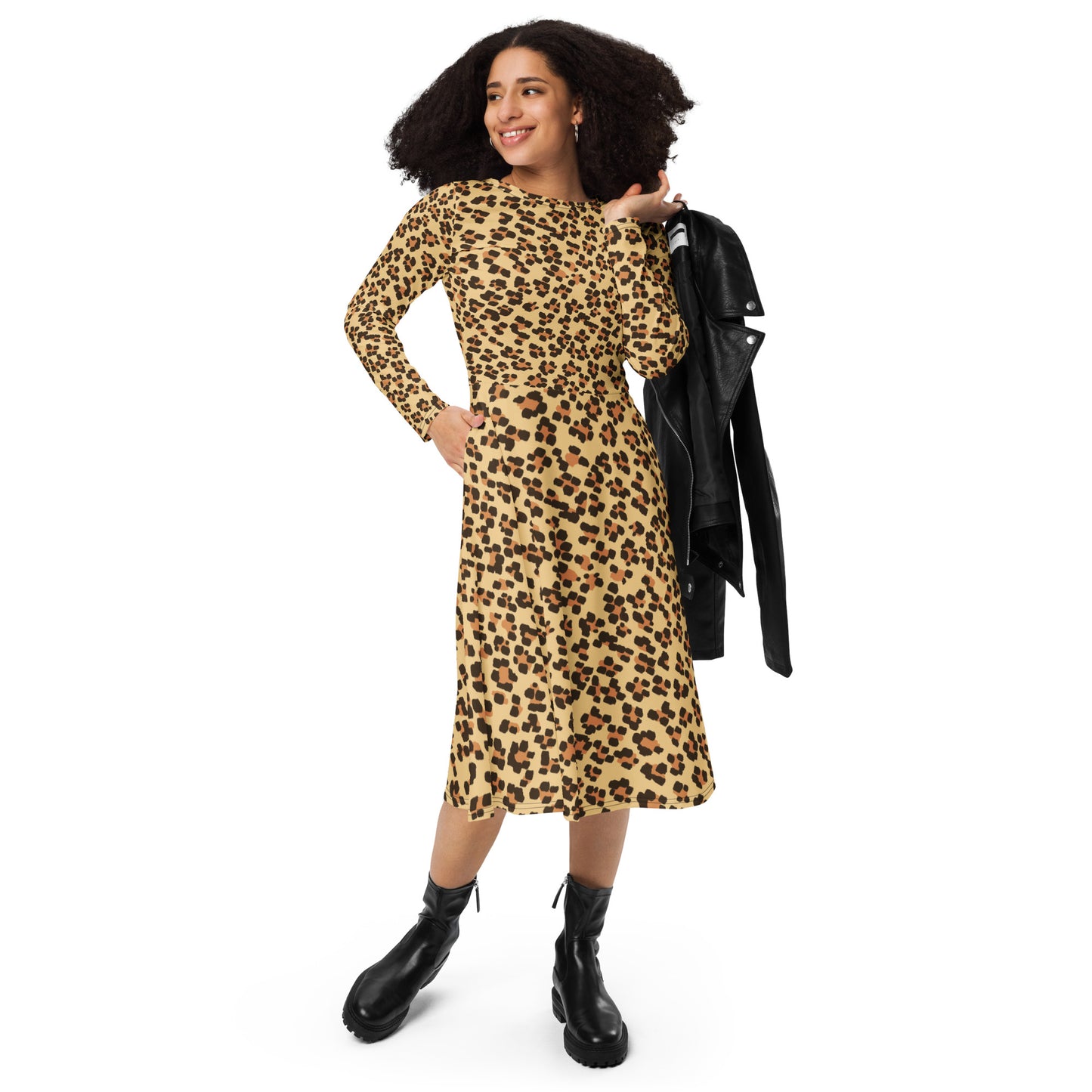 PUNK TRIBU All-over print long sleeve midi dress - PUNK TRIBU ARTISTIC BY EMLNO