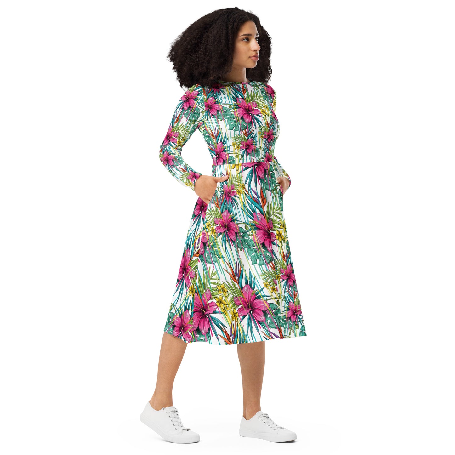 PUNK TRIBU All-over print long sleeve midi dress - PUNK TRIBU ARTISTIC BY EMLNO