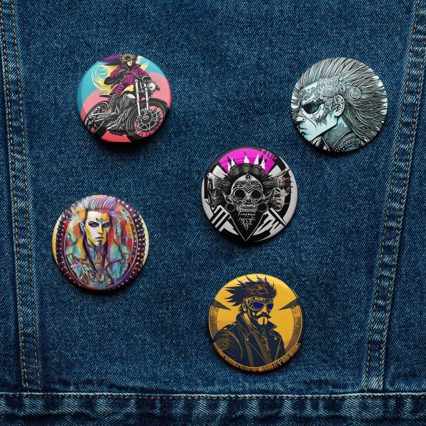 PUNK TRIBU Conjunto de botones tipo pin