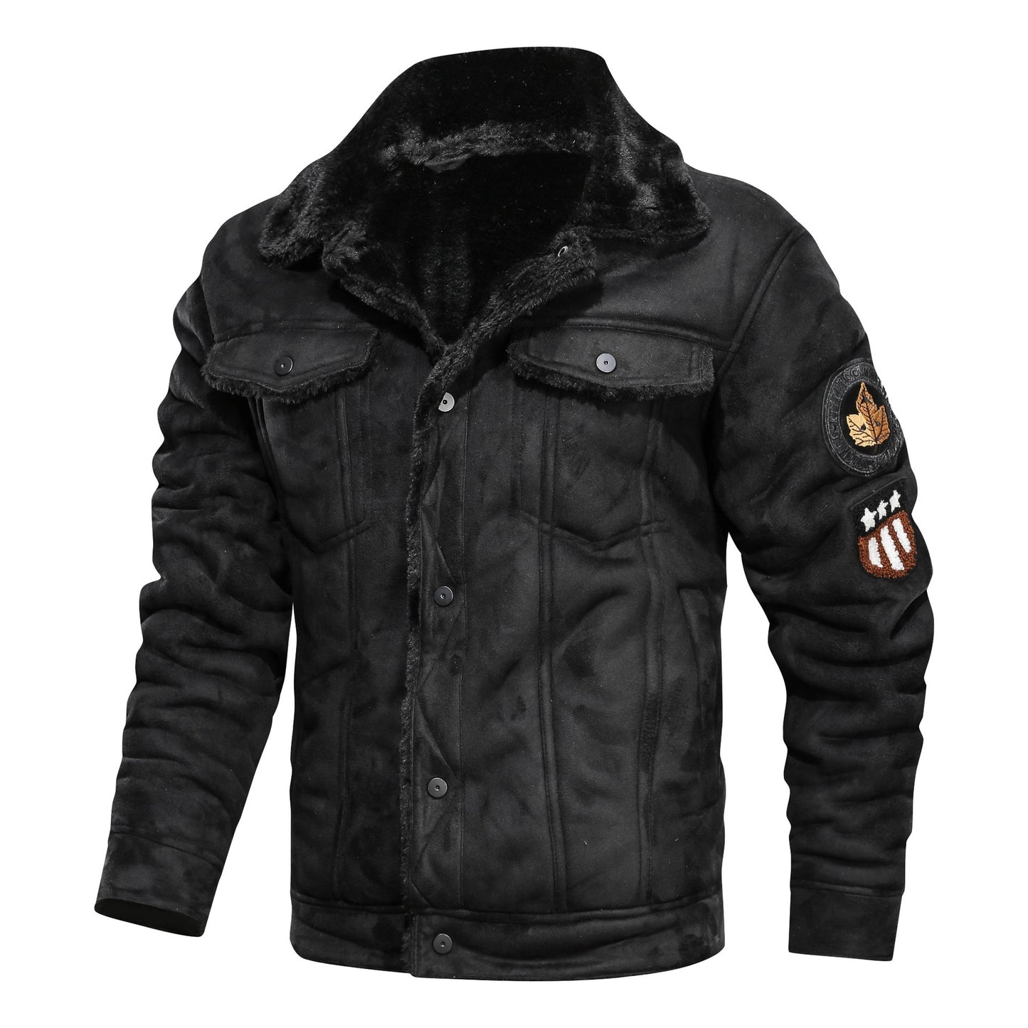 Chaqueta de cuero gruesa y cálida de otoño para hombre, abrigo de invierno para hombre, prendas de vestir, bombardero militar informal, chaquetas de cuero para motorista para hombre 