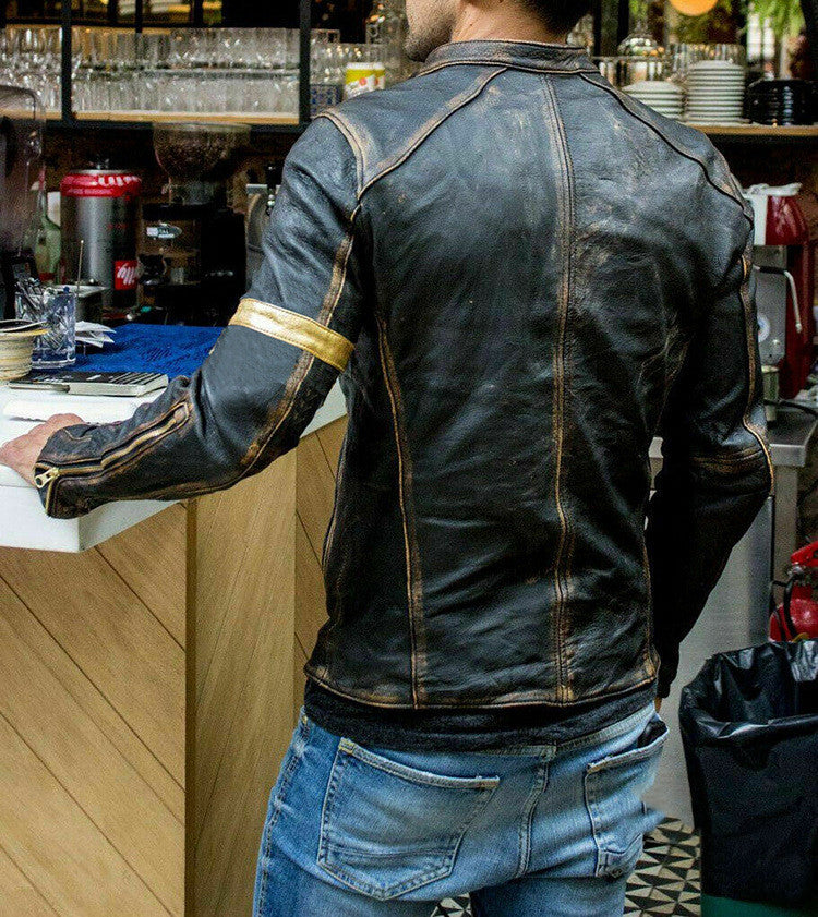 Chaqueta de cuero de moto punk para hombre.