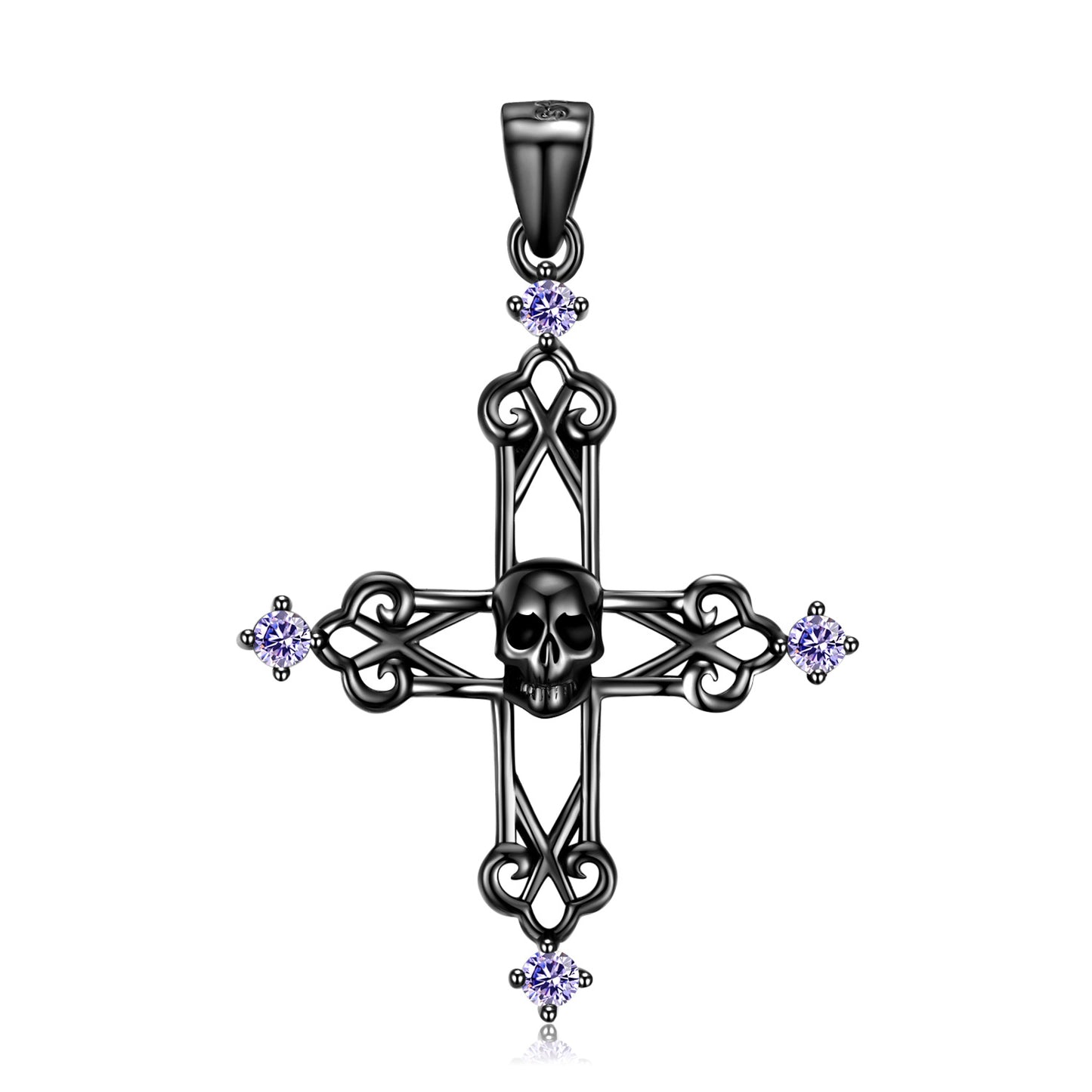 Cruz cráneo collar colgante club nocturno punk DiyS925 joyería de plata