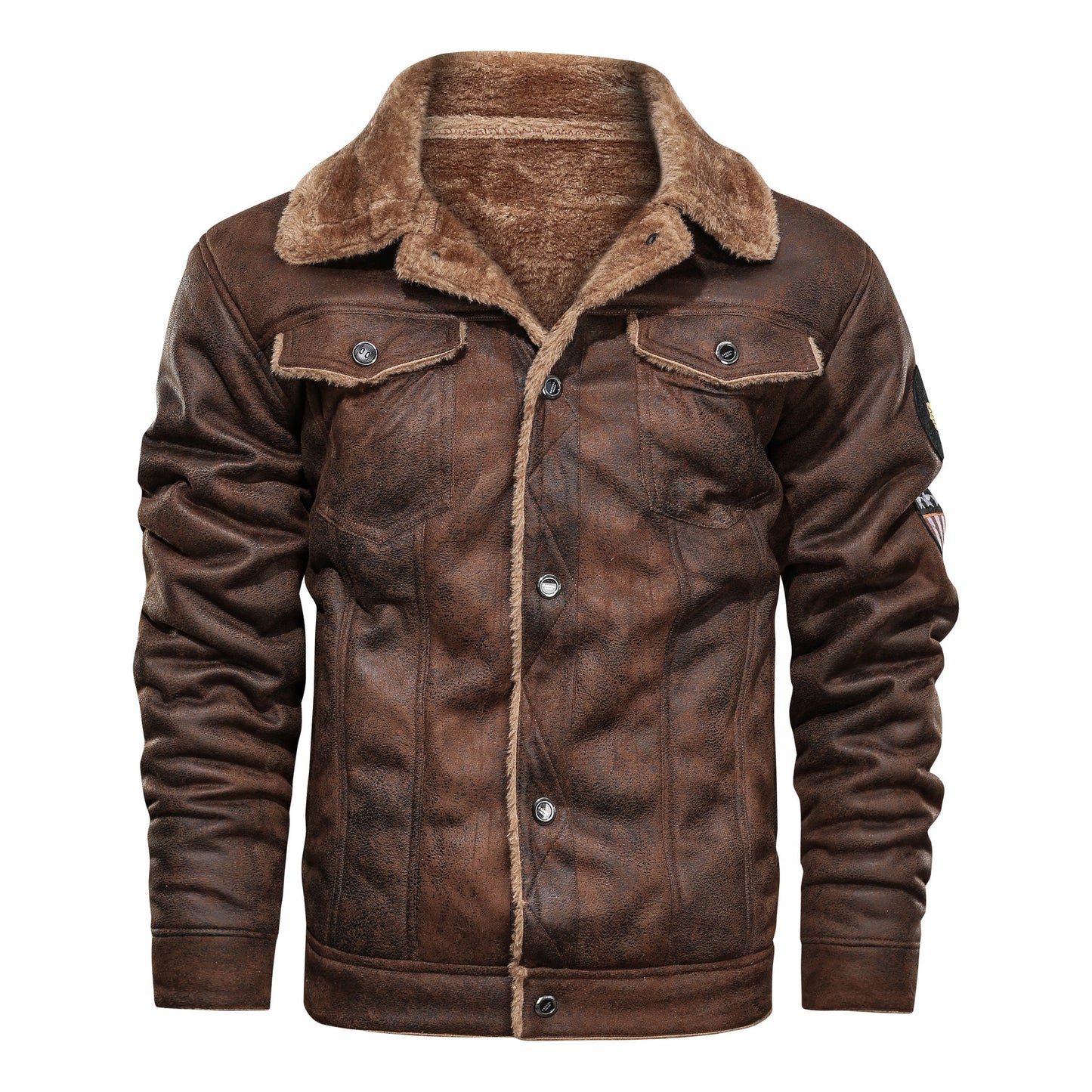 Chaqueta de cuero gruesa y cálida de otoño para hombre, abrigo de invierno para hombre, prendas de vestir, bombardero militar informal, chaquetas de cuero para motorista para hombre 