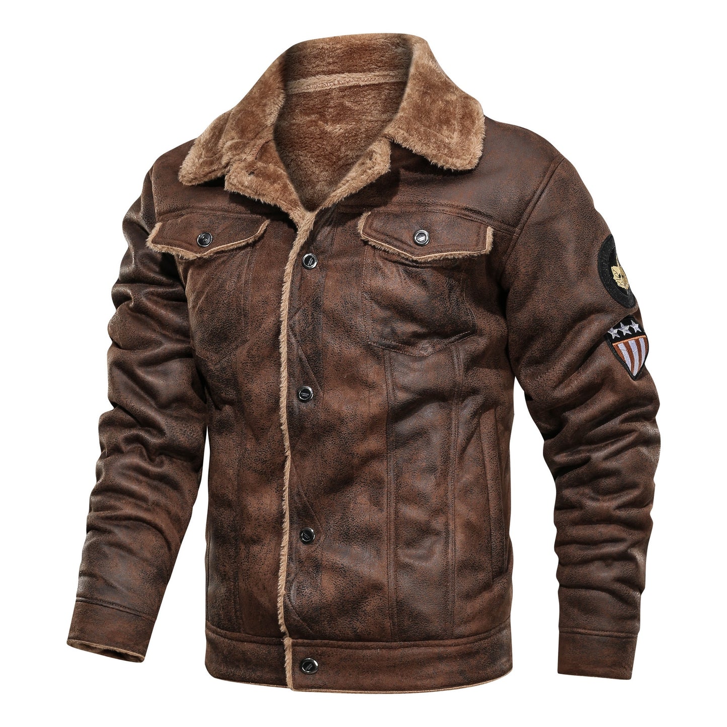 Chaqueta de cuero gruesa y cálida de otoño para hombre, abrigo de invierno para hombre, prendas de vestir, bombardero militar informal, chaquetas de cuero para motorista para hombre 