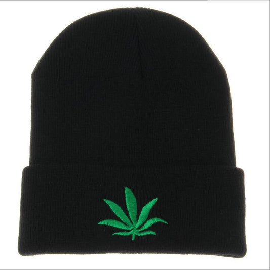 PUNK TRIBU Homes Dones Hivern Hip Hop Punk Black Weed Leaf Gorro de teixir Gorra de llana Skullies